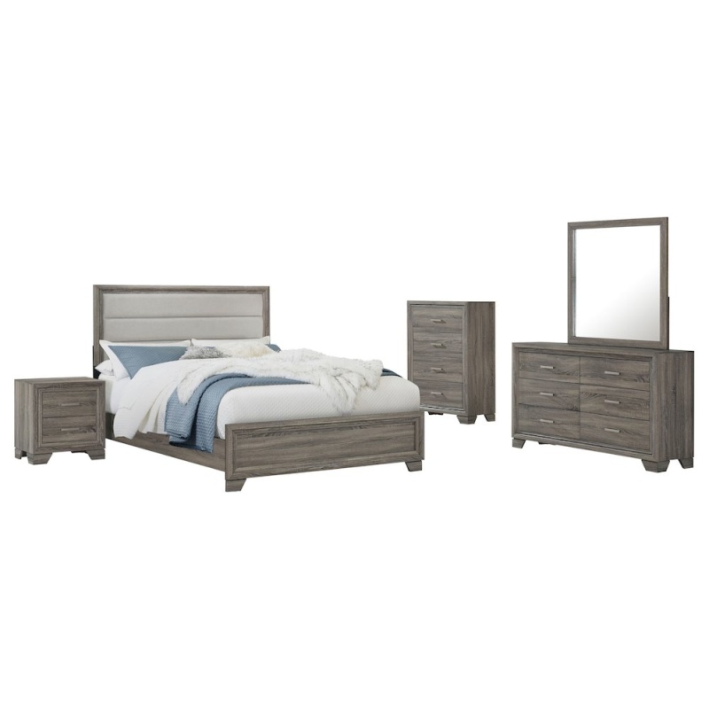 Wright 5-Piece Queen Bedroom Set Brown Oak