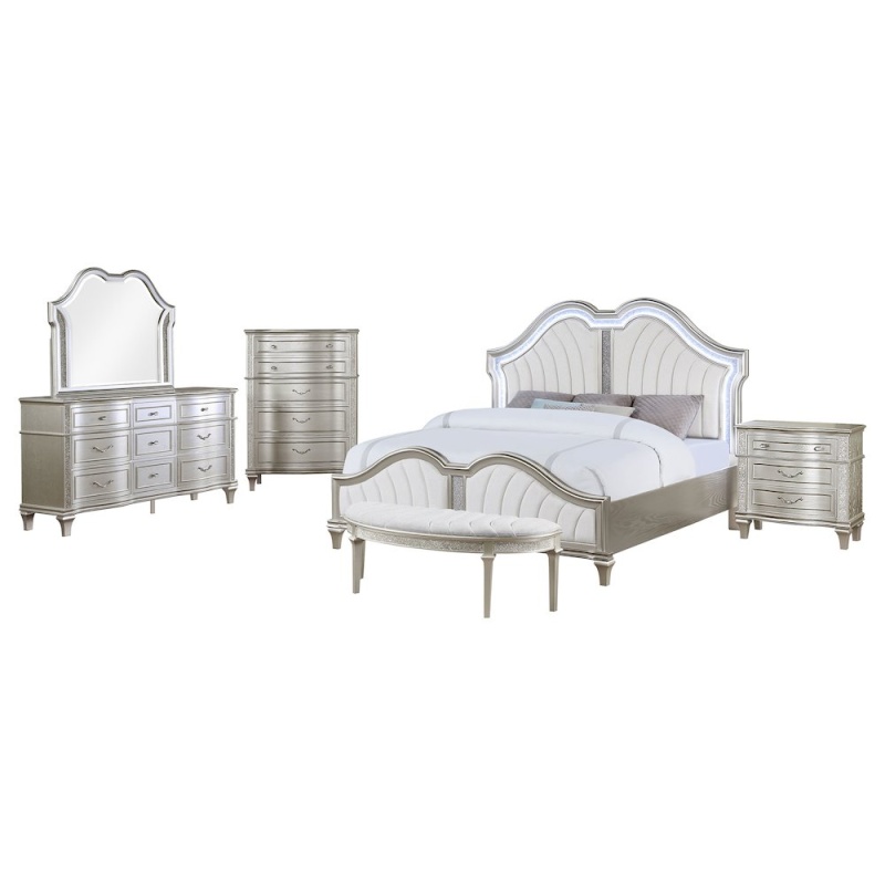 Evangeline 5-Piece California King Bedroom Set in Silver Oak