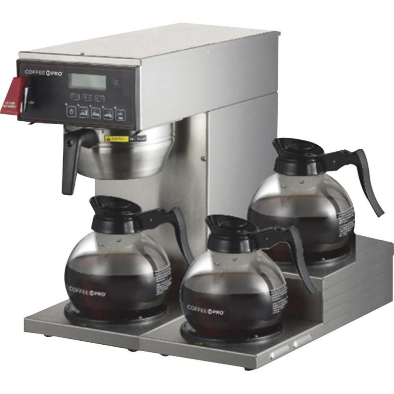 Coffee Pro 3-Burner Commercial Brewer Coffee - Stainless Steel Body