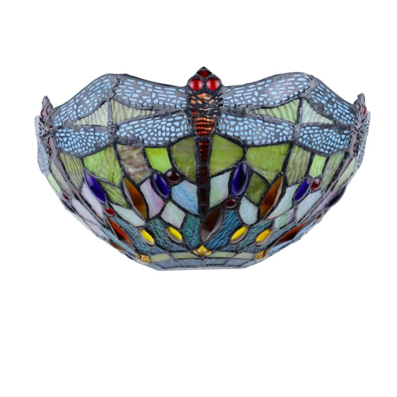 Chloe Lighting Empress Dragonfly Tiffany-Style Dark Bronze 1 Light Wall Sconce 12 " Wide