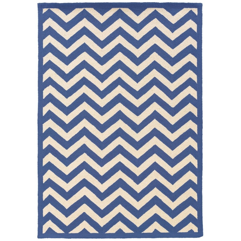 Silhouette Chevron Navy & Ivory 5X7, Rug