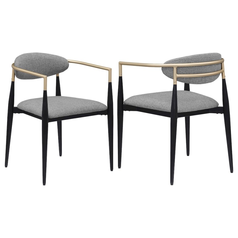 Alexis Fabric Upholstered Dining Arm Chair Grey (Set Of 2)