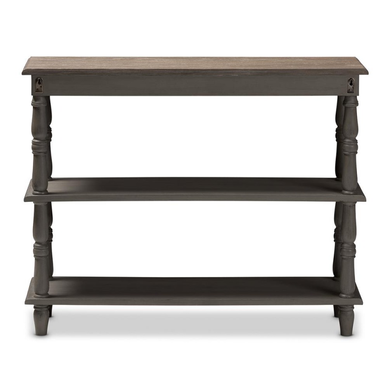 Nellie Country Cottage Farmhouse Weathered Brown Finished Wood Console Table