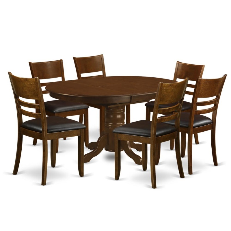 7 Pc Set Kenley With A Leaf And 6Padded Leather Kitchen Chairs In Espresso