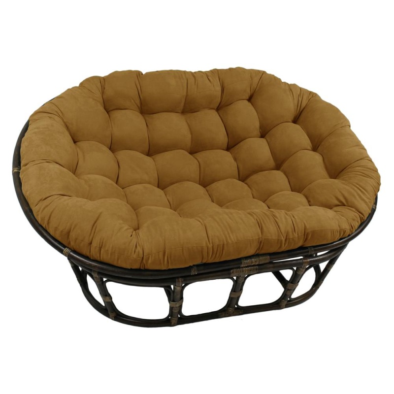 Rattan Double Papasan Chair With Microsuede Cushion