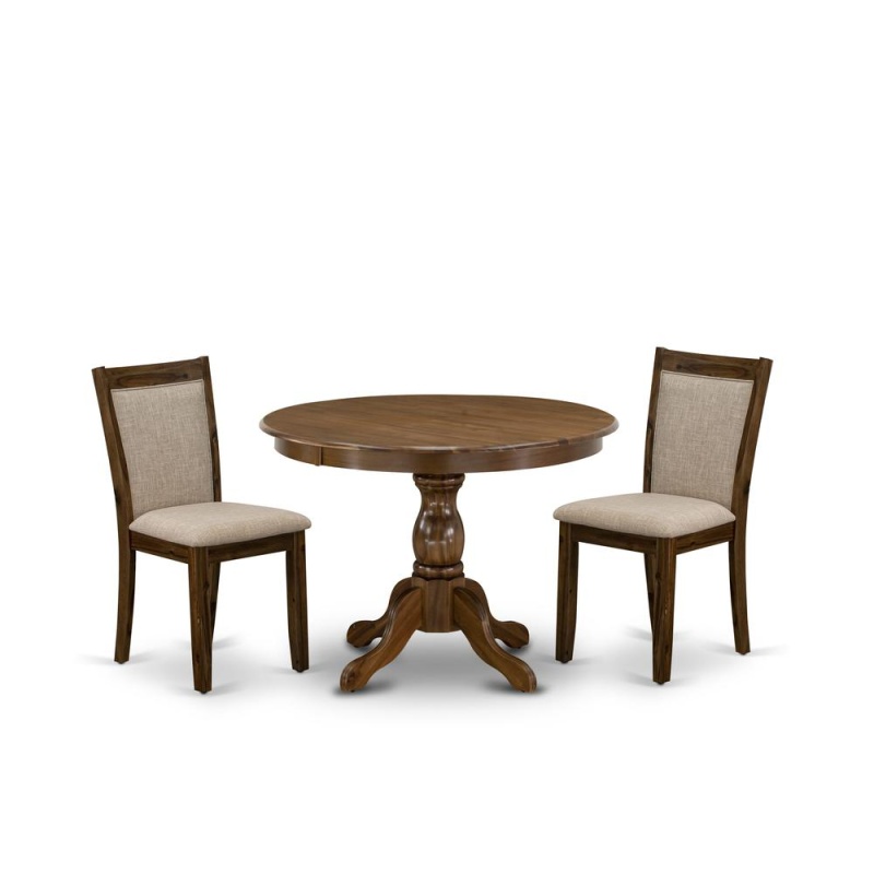 3-Piece Dining Room Set with Pedestal Table and 2 Chairs