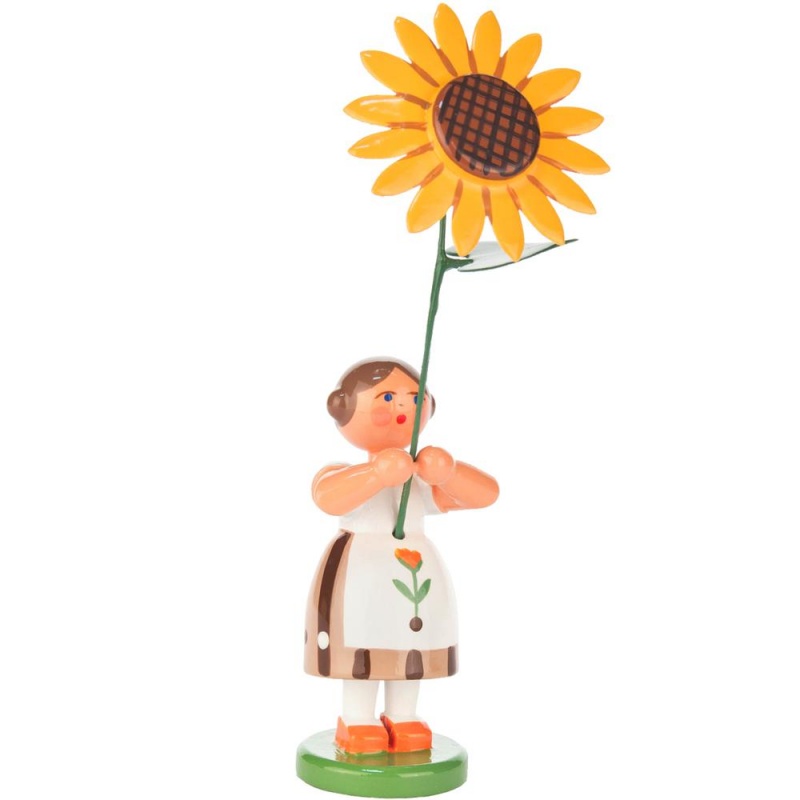 Dregeno Easter Figurine - Brown Flower Girl - 4.5"H X 1.25"W X 1.25"d