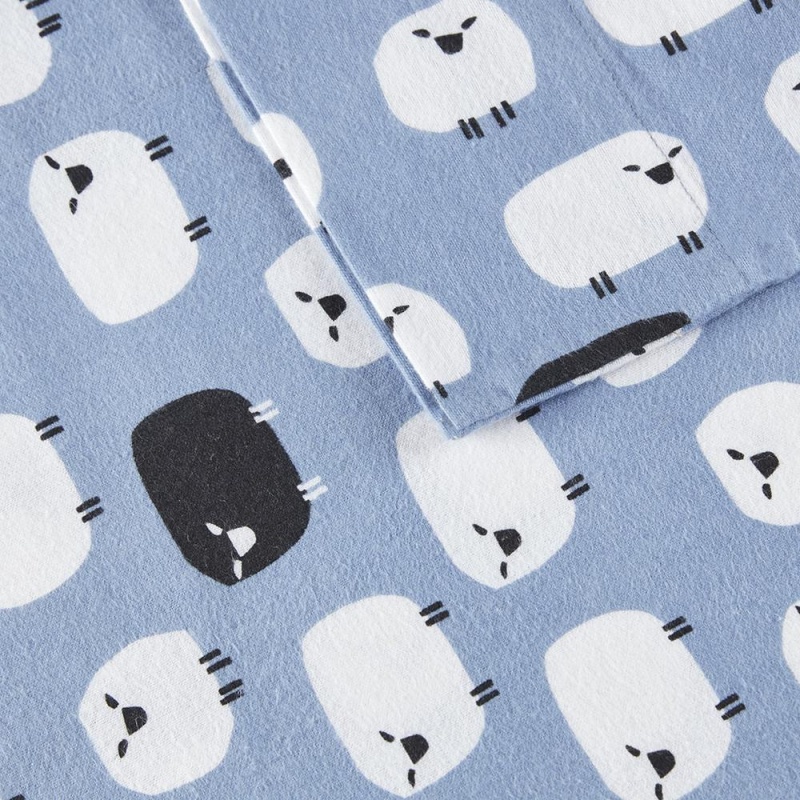 Flannel Sheet Set, Blue Sheep Color