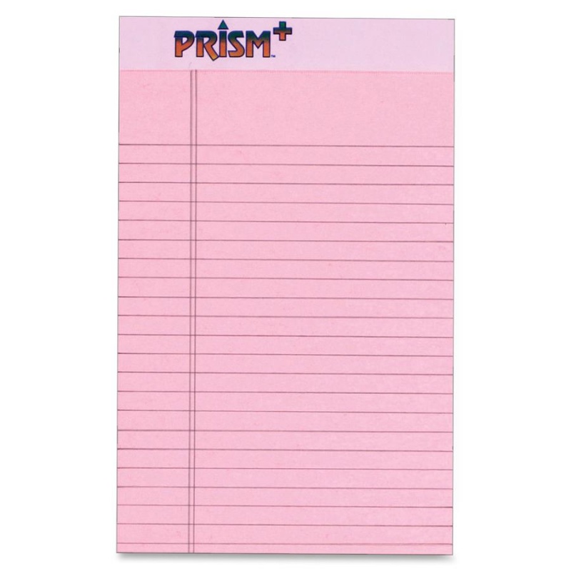 Tops Prism Plus Legal Pads - Jr.Legal - 50 Sheets - 0.28" Ruled - 16 Lb Basis Weight - Jr.Legal - 5" X 8" - Pink Paper - Hard Cover, Perforated, Rigid, Easy Tear - 12 / Pack