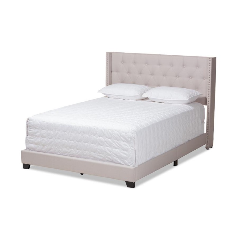 Brady Modern And Contemporary Beige Fabric Upholstered King Size Bed