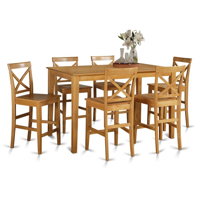 7 Pc Pub Table Set with 6 Kitchen Bar Stools