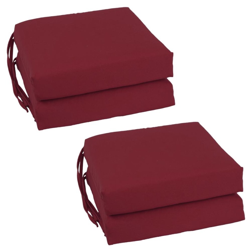 Blazing Needles Set Of 4 Indoor Twill Chair Cushions, Burgundy