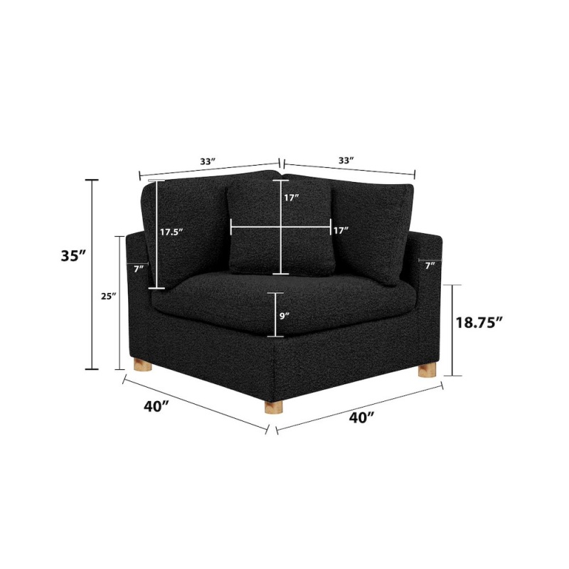 Boucle Modular Corner Chair, Black