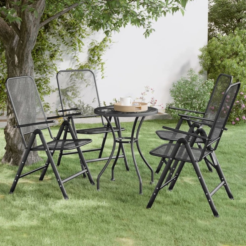 Folding Garden Chair Set of 4 Anthracite