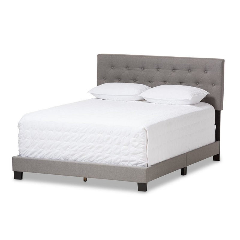 Cassandra Modern And Contemporary Light Grey Fabric Upholstered King Size Bed