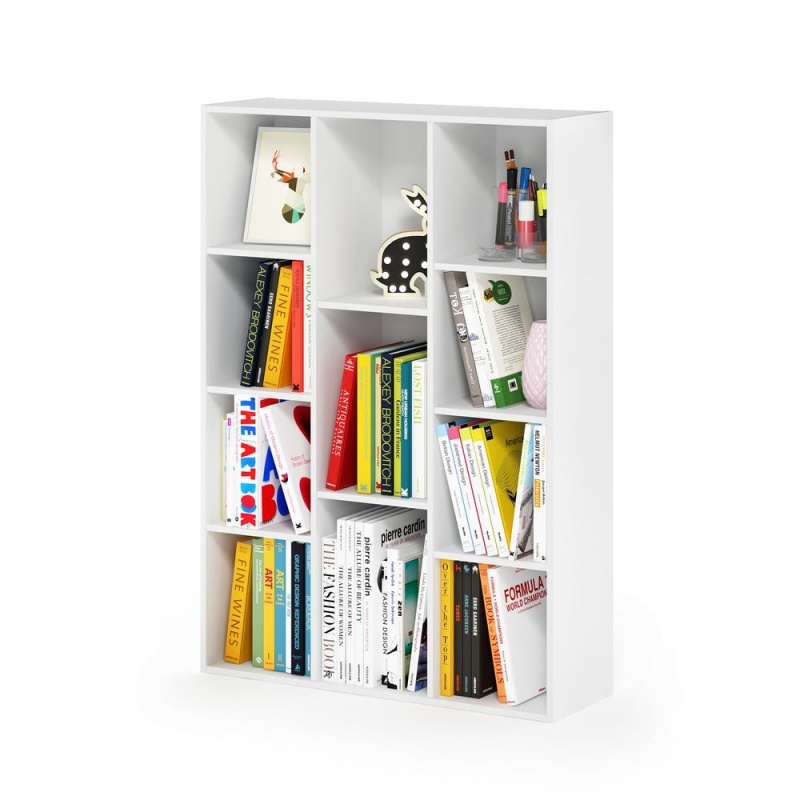 Furinno 11-Cube Reversible Open Shelf Bookcase, White