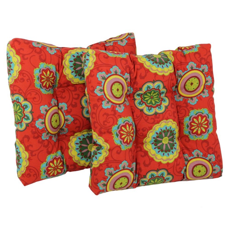 19-Inch Squared Spun Polyester Tufted Dining Chair Cushion (Set of Two)