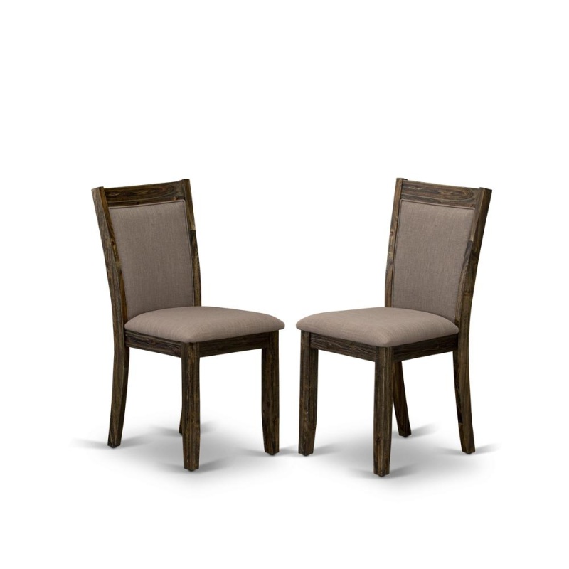 Modern Dining Chairs with Coffee Linen Seats, Set of 2