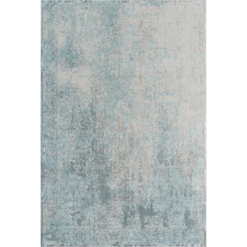 Traditional Rectangle Area Rug, Light Blue, 1'10" x 2'10"
