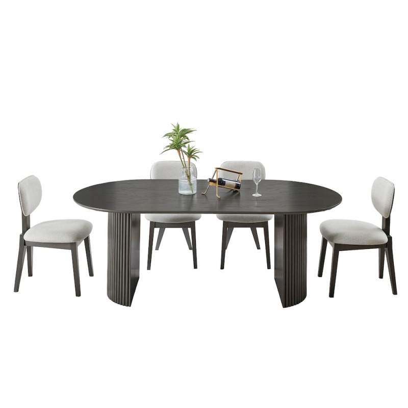 Valencia 5-Piece 80" Oval Gray Oak Finish Dining Set