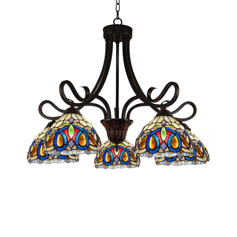 Chloe Lighting Serenity Victorian Tiffany-Style Dark Bronze 5 Light Large Chandelier 27" Wide
