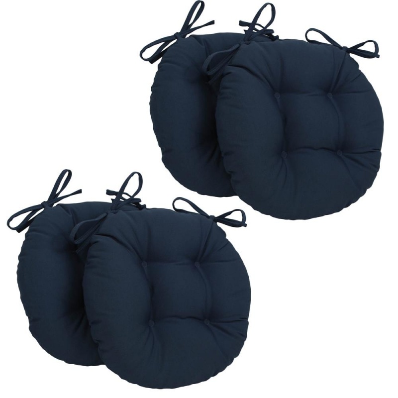 16-Inch Solid Twill Round Tufted Chair Cushions (Set Of 4)