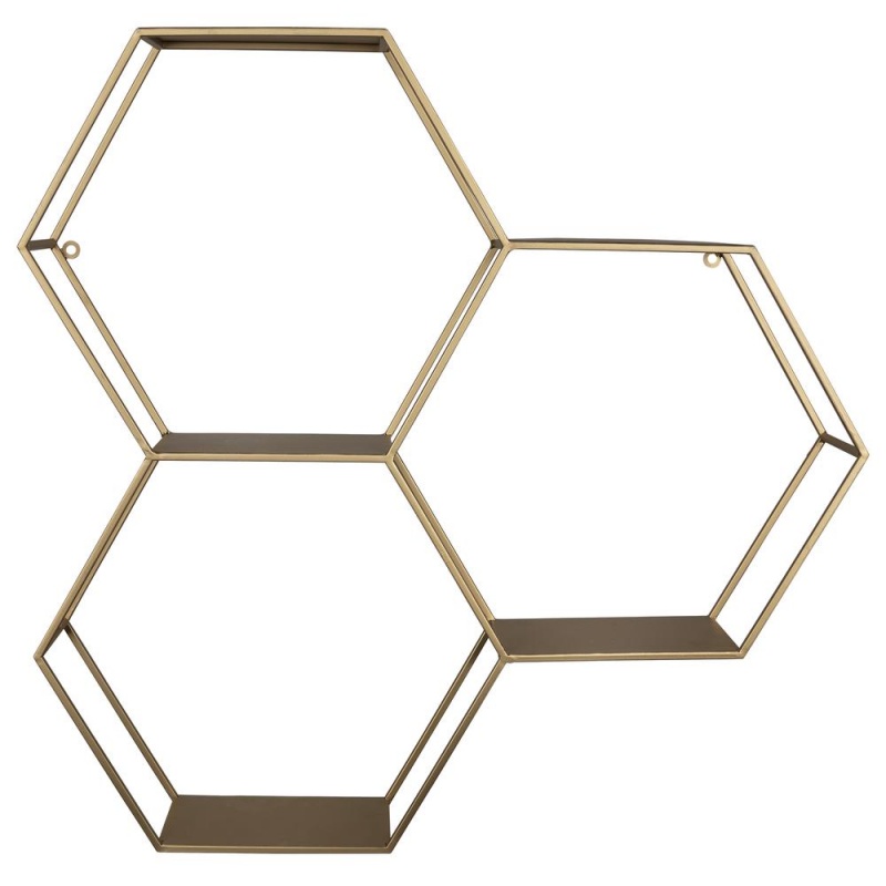 Stratton Home Decor Gold Honeycomb Hexagon Wall Shelf