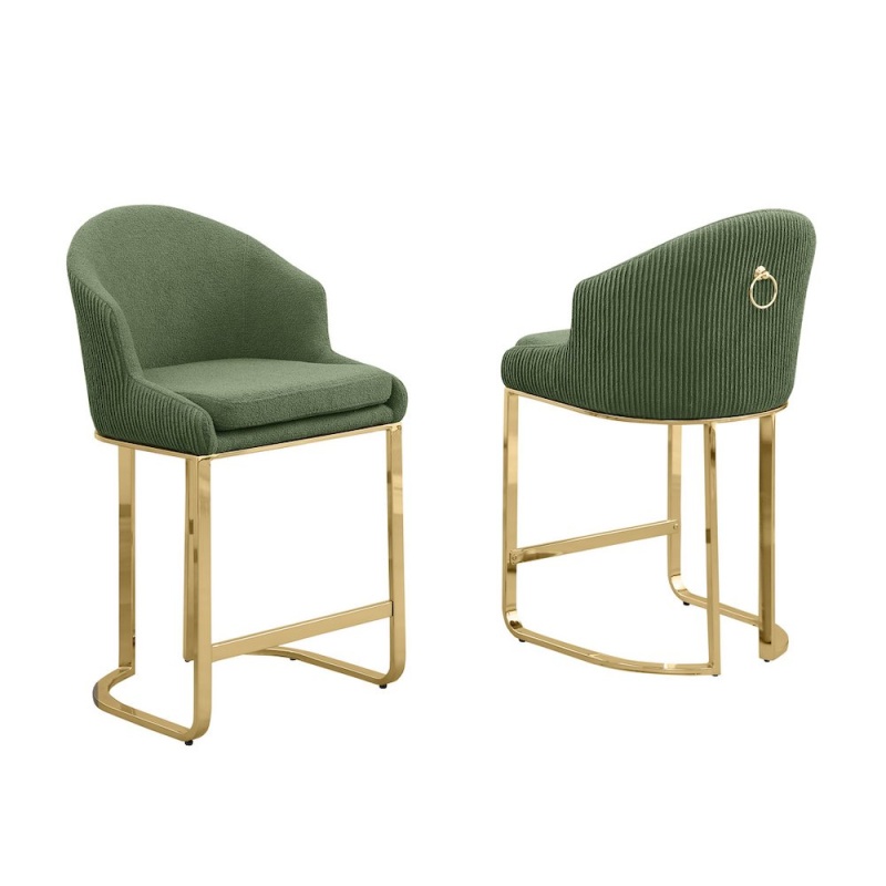 Green With Gold Counter Height, Set of Two