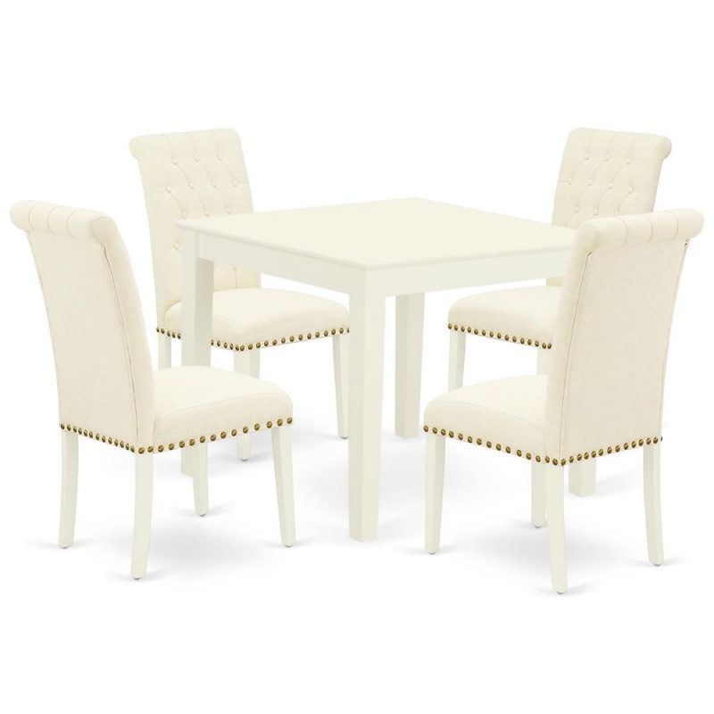 East West Furniture Linen White Dining Room Set