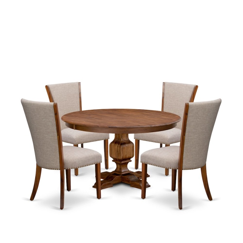 East West Furniture 5-Piece Dinette Set for 4 with 54-Inch Round Table