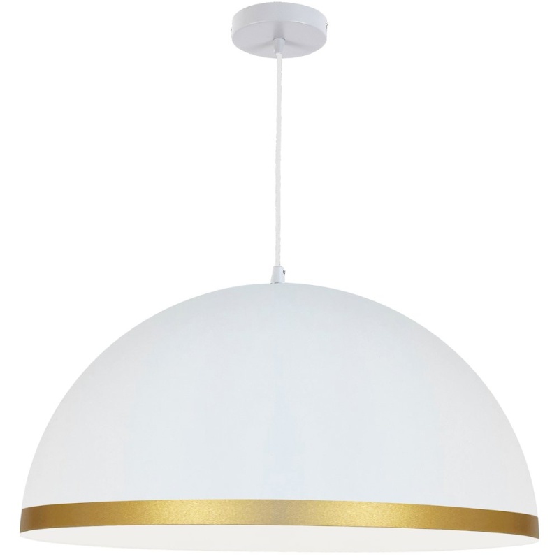 1 Light Incandescent Pendant Matte White With Gold Trim