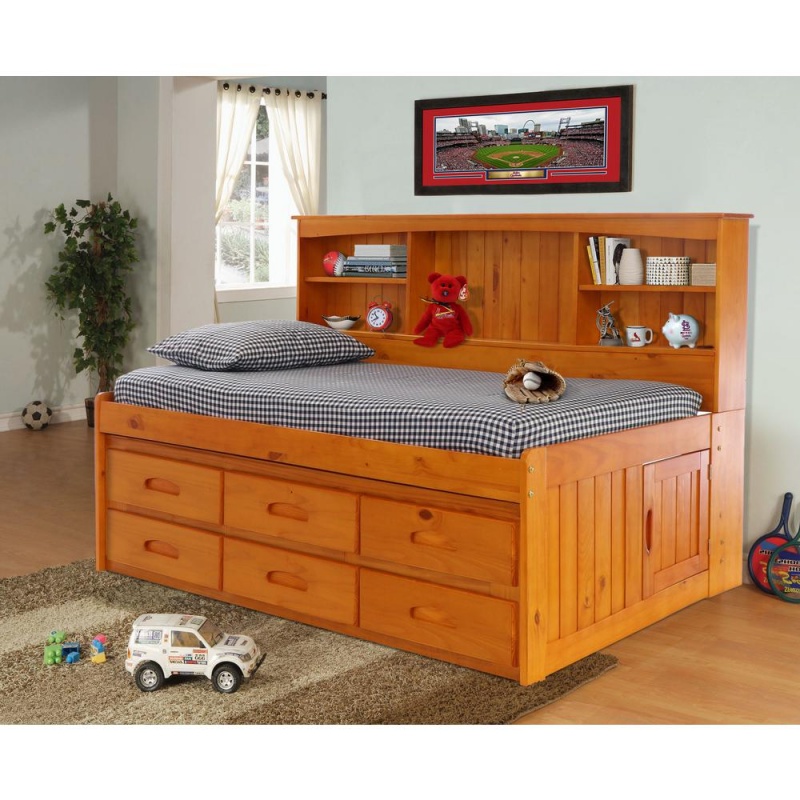 Os Home And Office Furniture Model Solid Pine Twin Daybed With Six Drawers In Warm Honey