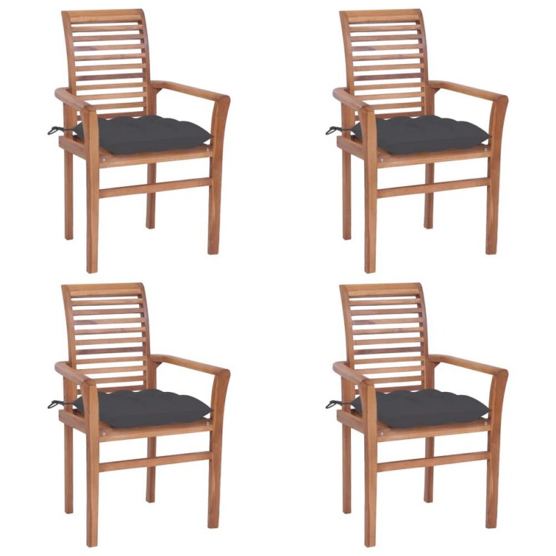 Vidaxl Dining Chairs 4 Pcs With Anthracite Cushions Solid Teak Wood 2637