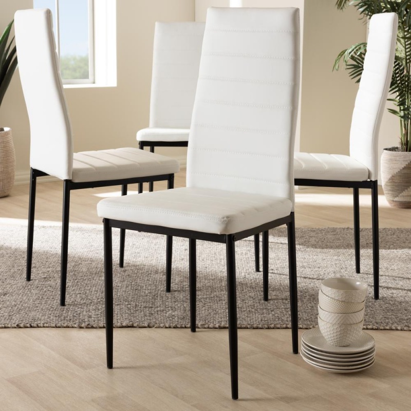 Armand Modern And Contemporary White Faux Leather Upholstered Dining Chair (Set Of 4)