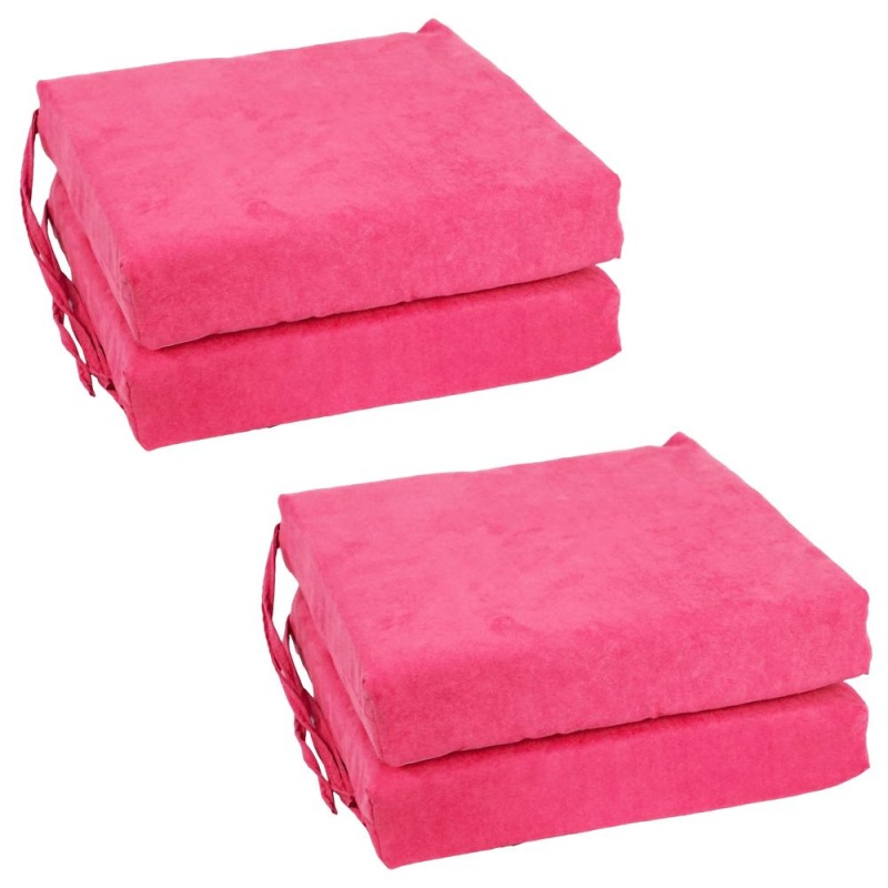Blazing Needles Set Of 4 Indoor Microsuede Chair Cushions, Bery Berry