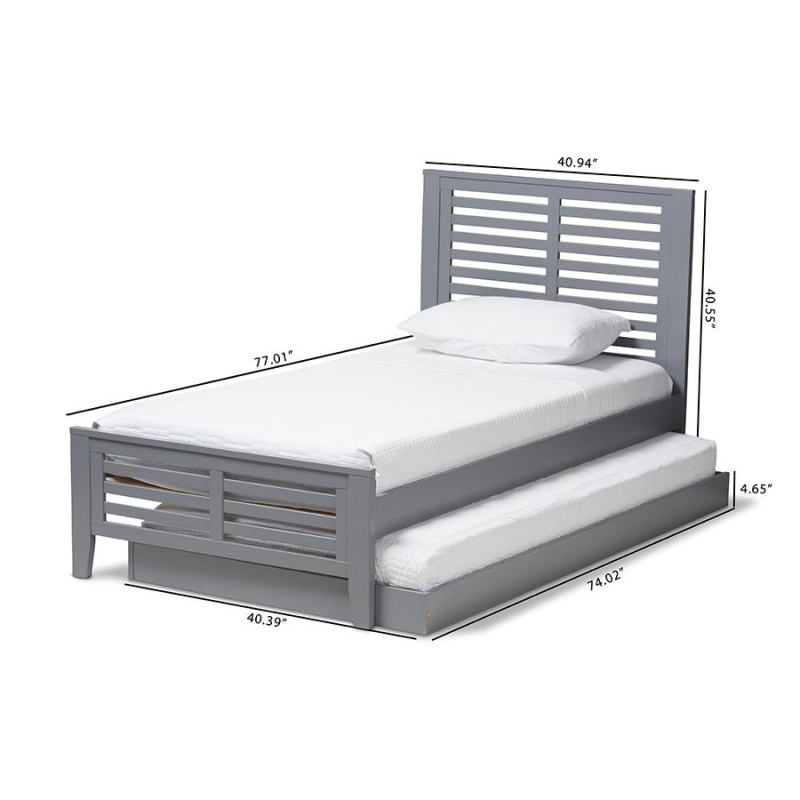 Sedona Modern Classic Mission Style Grey-Finished Wood Twin Platform Bed With Trundle