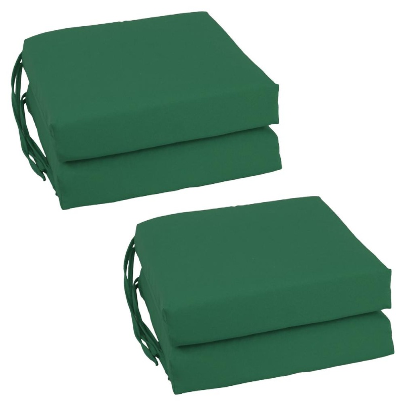 Blazing Needles Set Of 4 Indoor Twill Chair Cushions, Forest Green