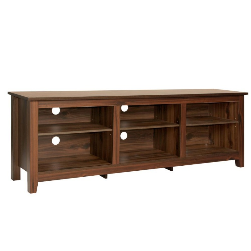 Better Home Products Noah Wooden 70 Tv Stand With Open Storage Shelves In Brown
