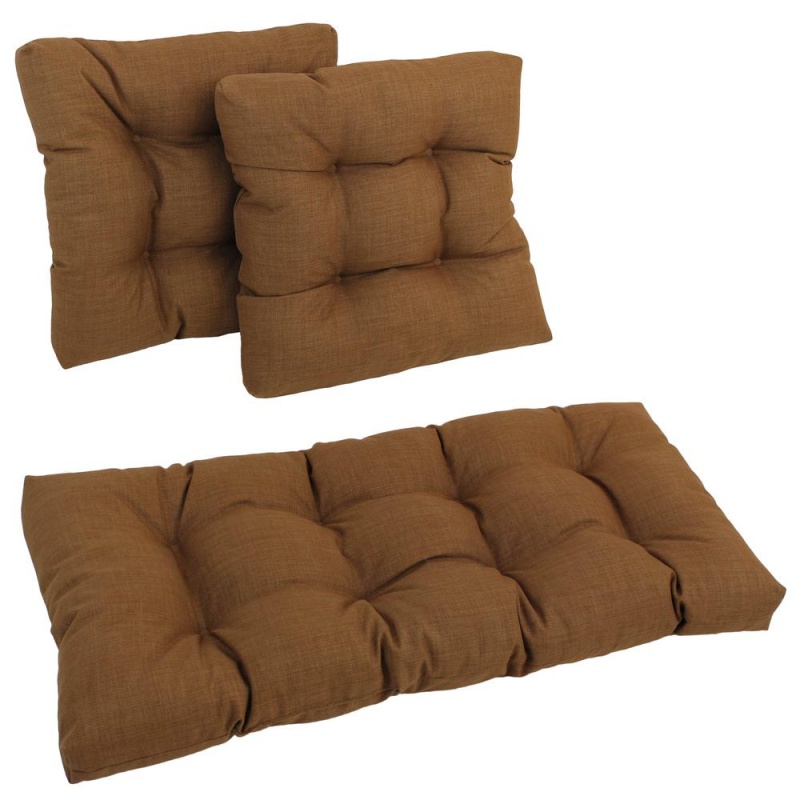 Square Spun Polyester Outdoor Tufted Settee Cushions (Set Of 3)