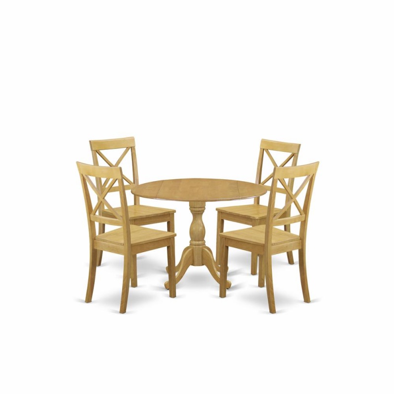 East West Furniture 5-Piece Oak Dining Table Set