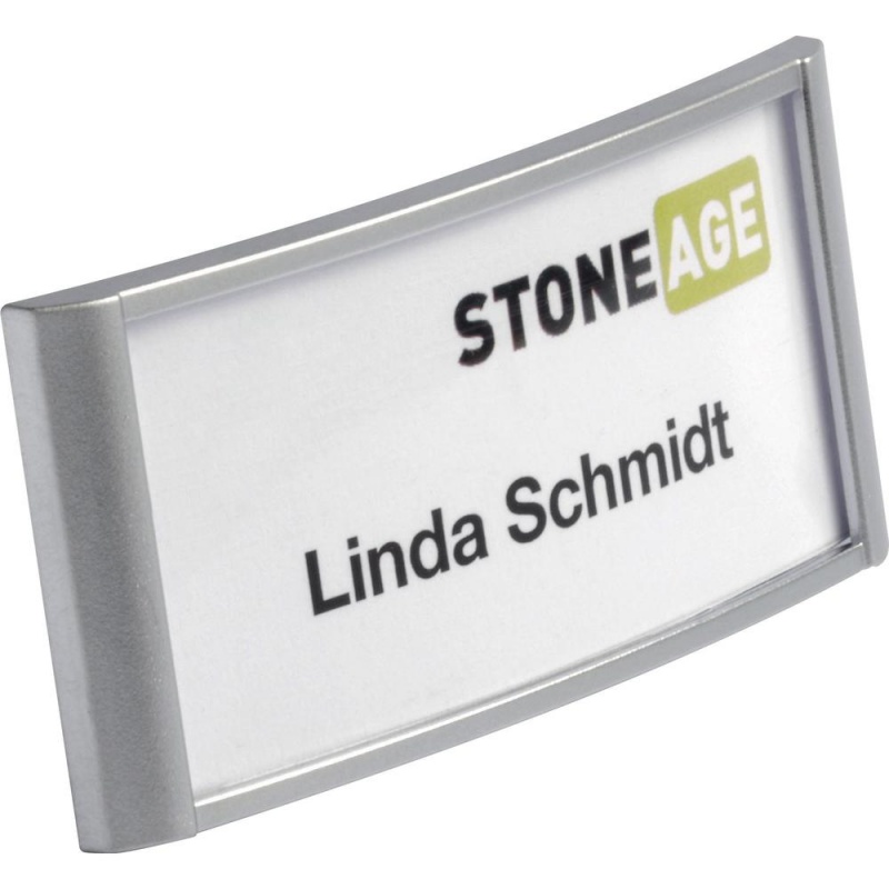 Durable® Classic Magnetic Name Badge - 1-1/4" X 2-7/8" - Plastic - Silver - 10 / Box