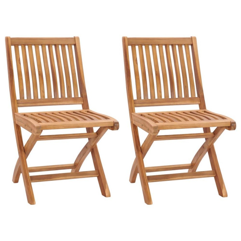 Vidaxl Folding Garden Chairs 2 Pcs Solid Teak Wood 5105