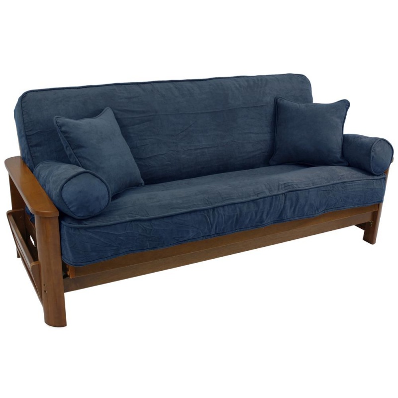 Solid Microsuede Double Corded Full Futon Cover Set