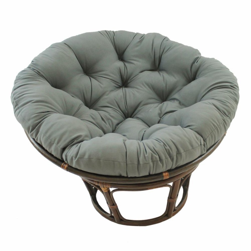 42-Inch Rattan Papasan Chair With Solid Twill Cushion