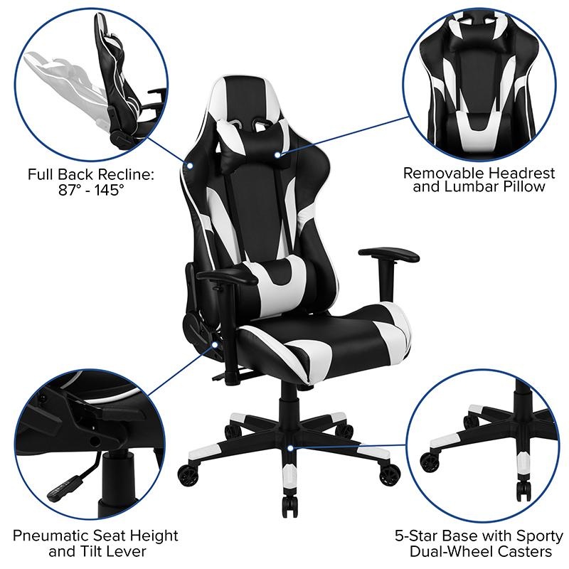 Red Gaming Desk And Black Reclining Gaming Chair Set With Cup Holder And Headphone Hook