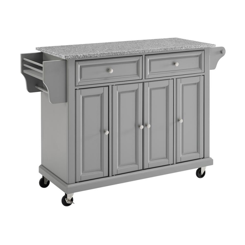 Full Size Granite Top Kitchen Cart Gray/Gray