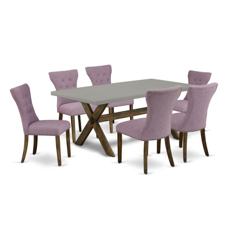 7-Piece Dining Room Table Set with 6 Parson Dining Chairs
