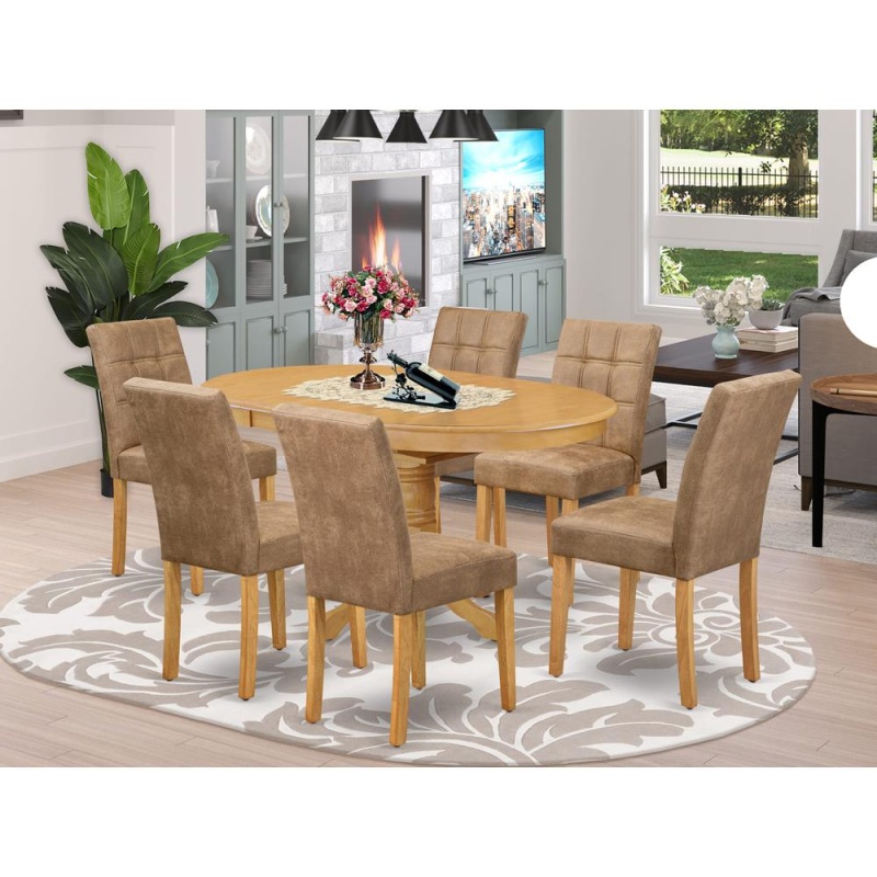 7 Piece Kitchen Dining Table Set Consists A Wood Table