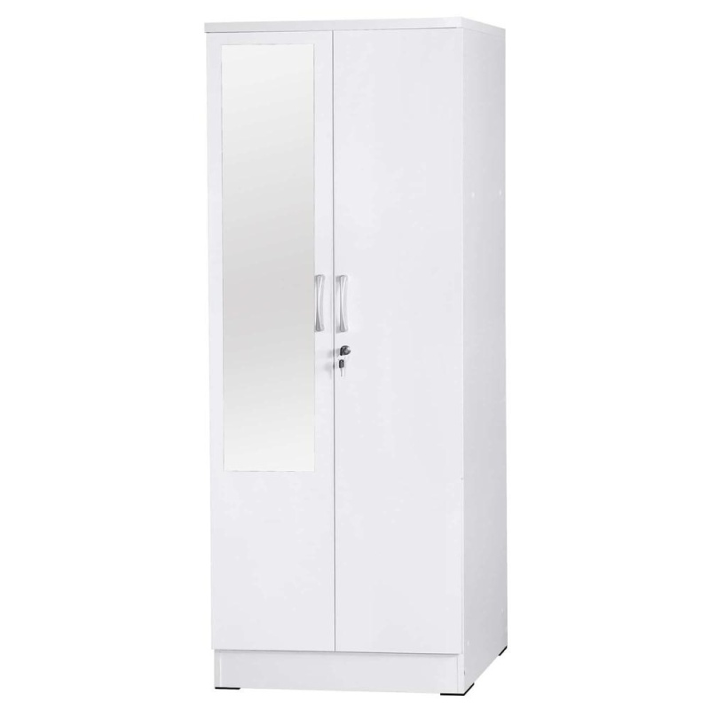 Better Home Products Harmony Two Door Armoire Wardrobe With Mirror In White