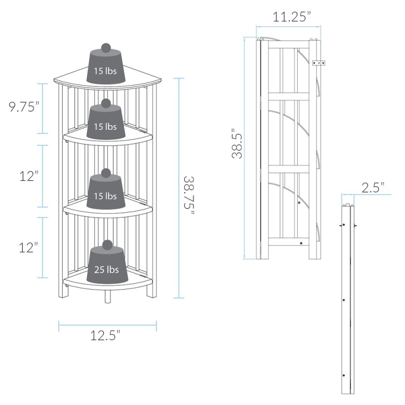 Casual Home Mission 4-Shelf Corner Folding Bookcase